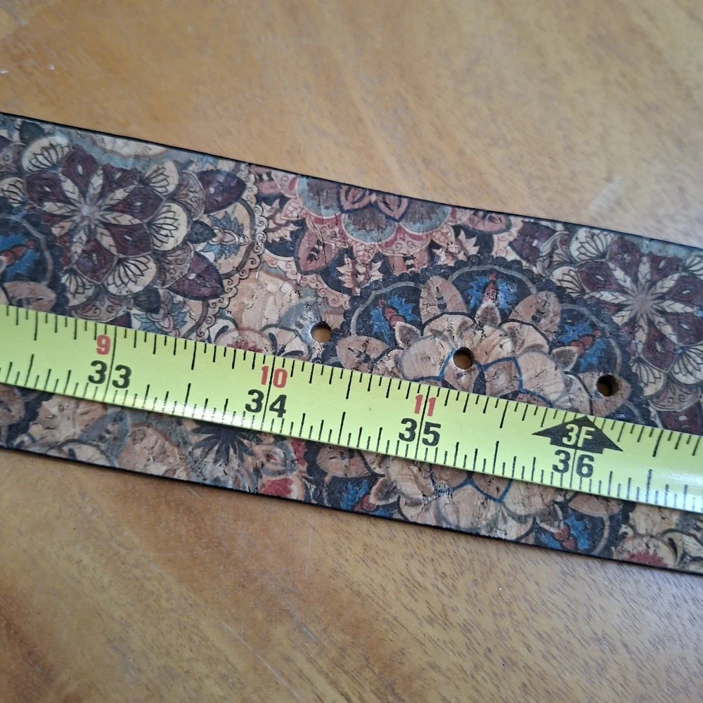 Boho Belt Brown Vintage Bohemian‎ style Buckle Belt Wide Cork Floral 44